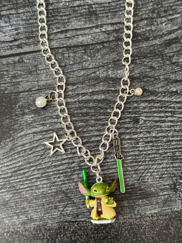 Yoda Stitch Charm Necklace