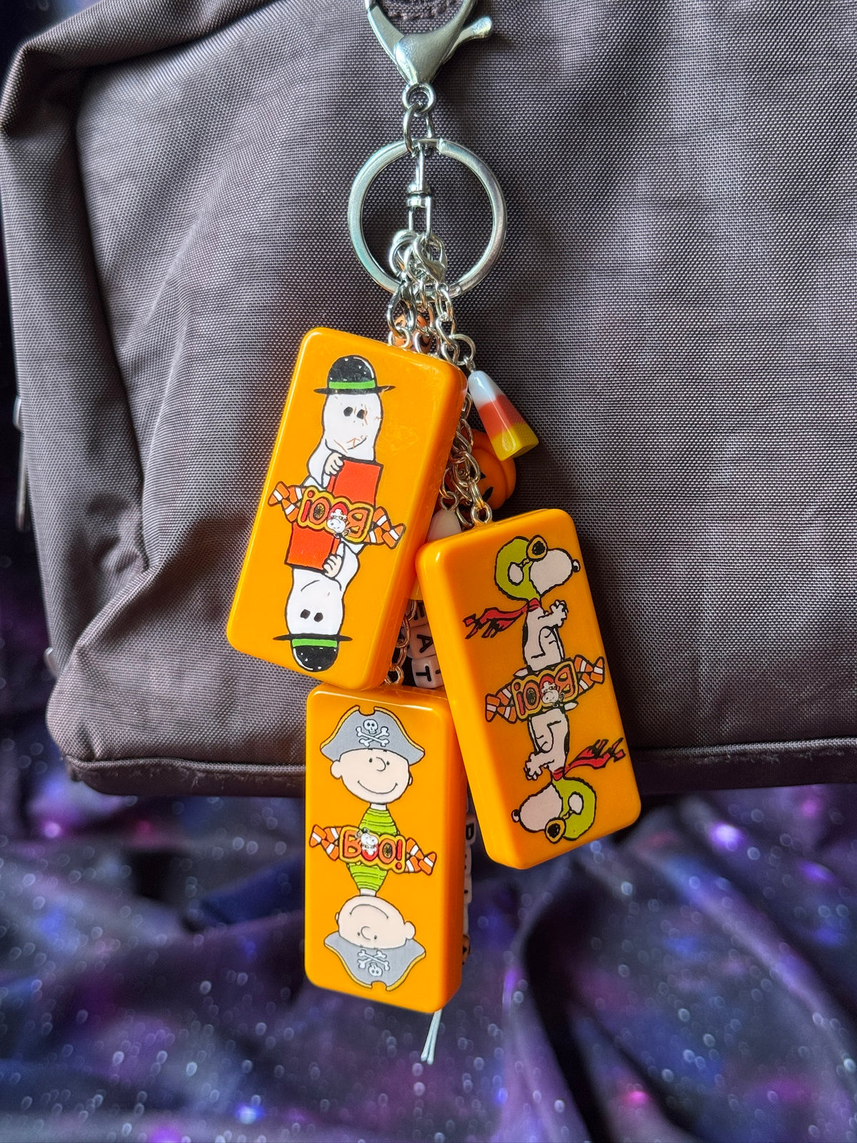 Great Pumpkin Dominoes Bag Charms - Silver Findings