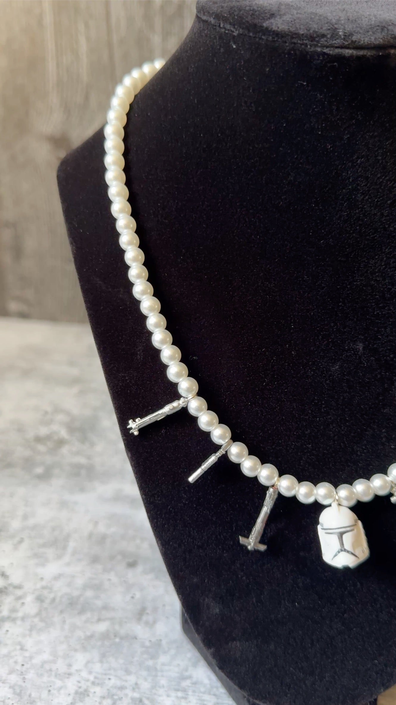 Star Wars Inspired Pearl Charm Necklace