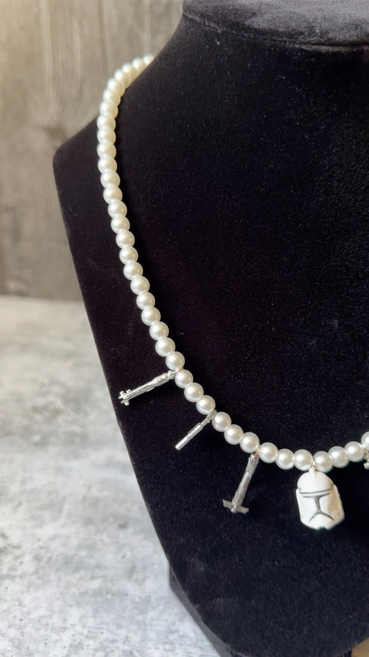 Star Wars Inspired Pearl Charm Necklace