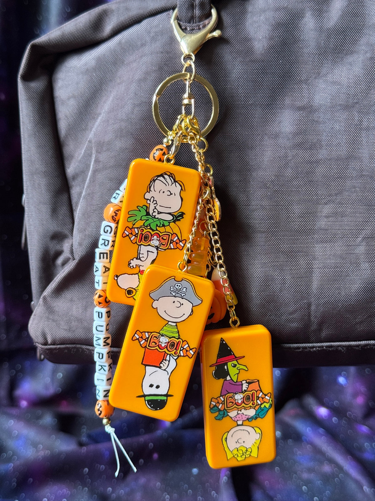 Great Pumpkin Dominoes Bag Charms - Gold findings