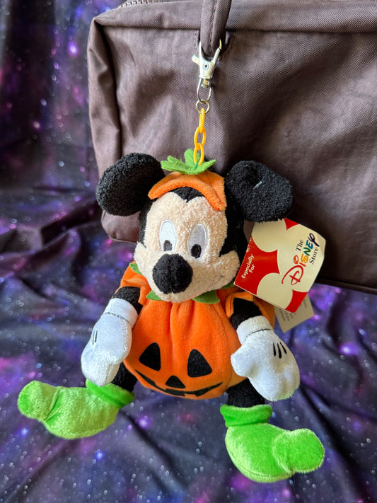 Pumpkin Mickey-Inspired Plush Bag Charm