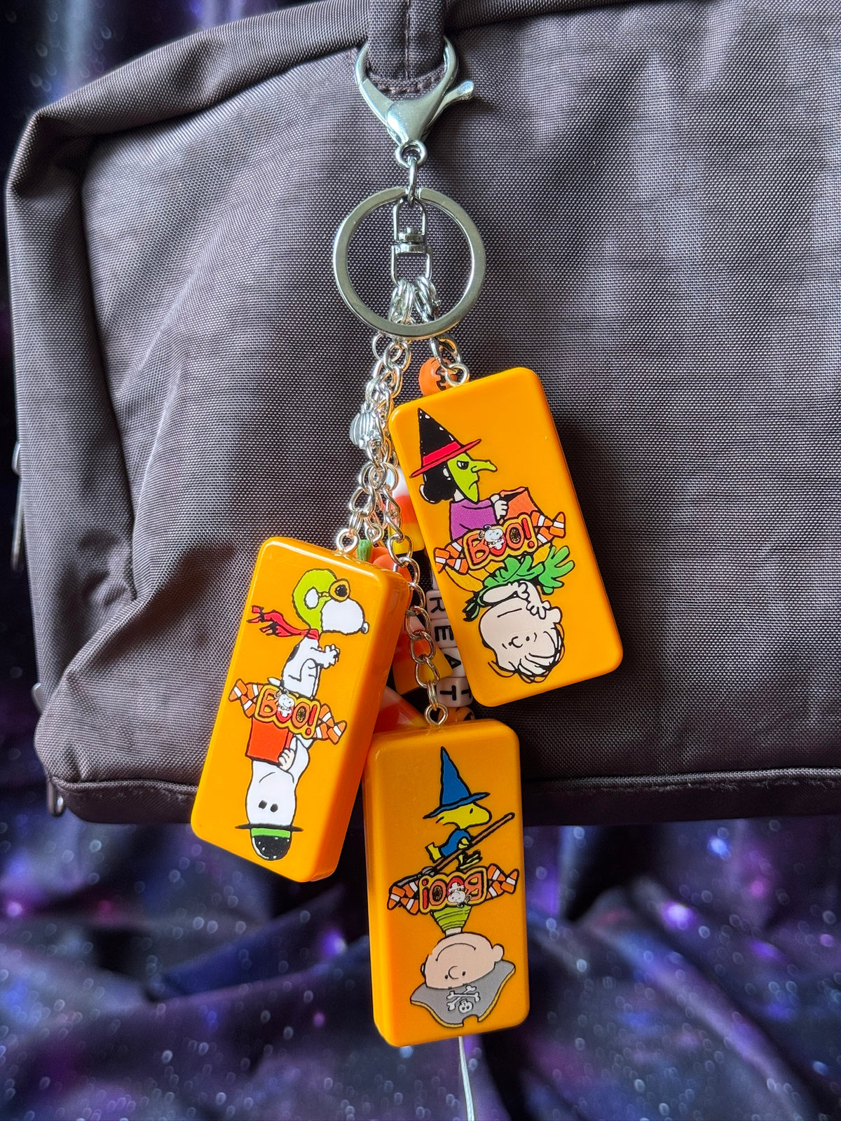 Great Pumpkin Dominoes Bag Charms - Silver Findings