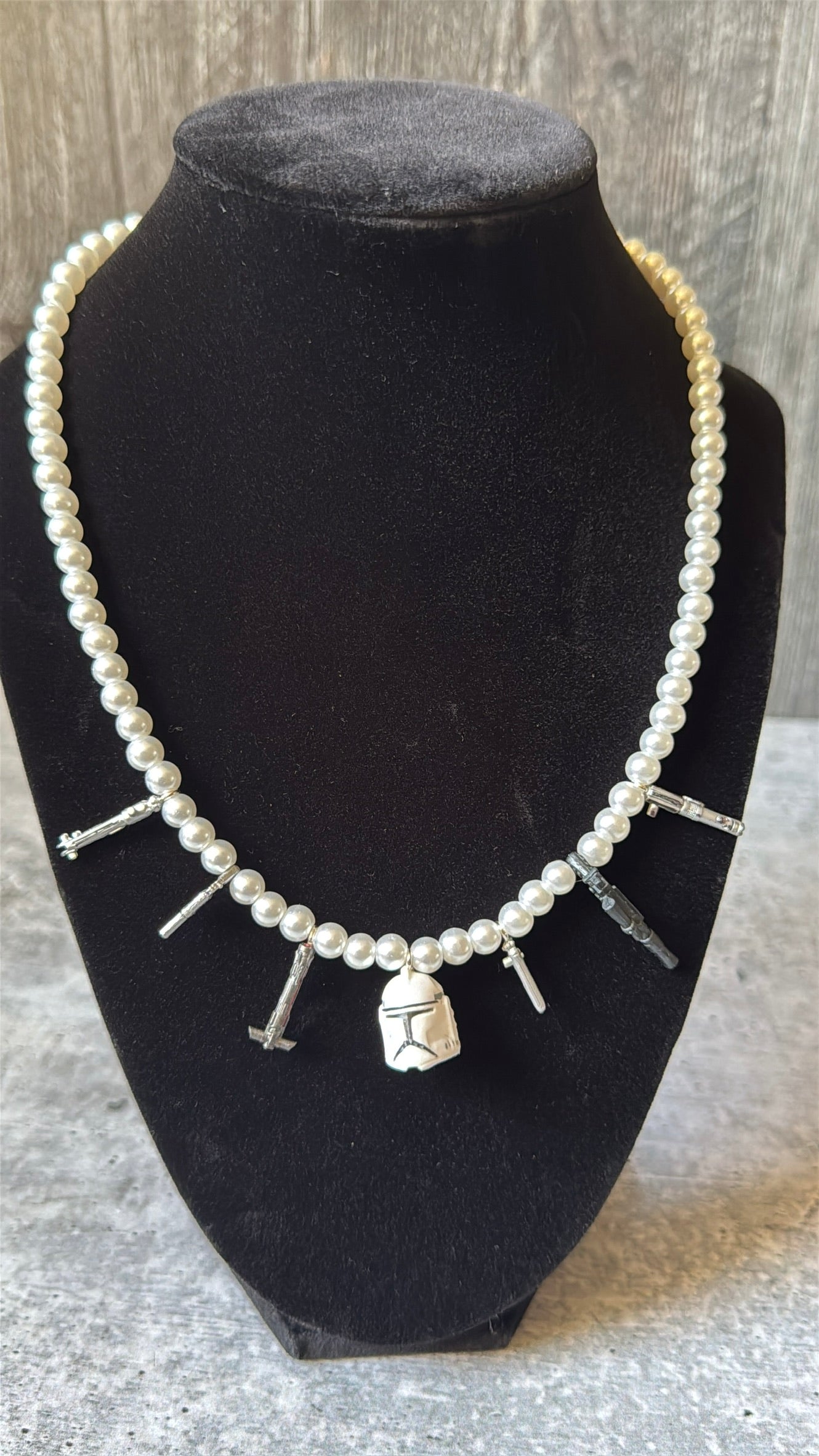 Star Wars Inspired Pearl Charm Necklace