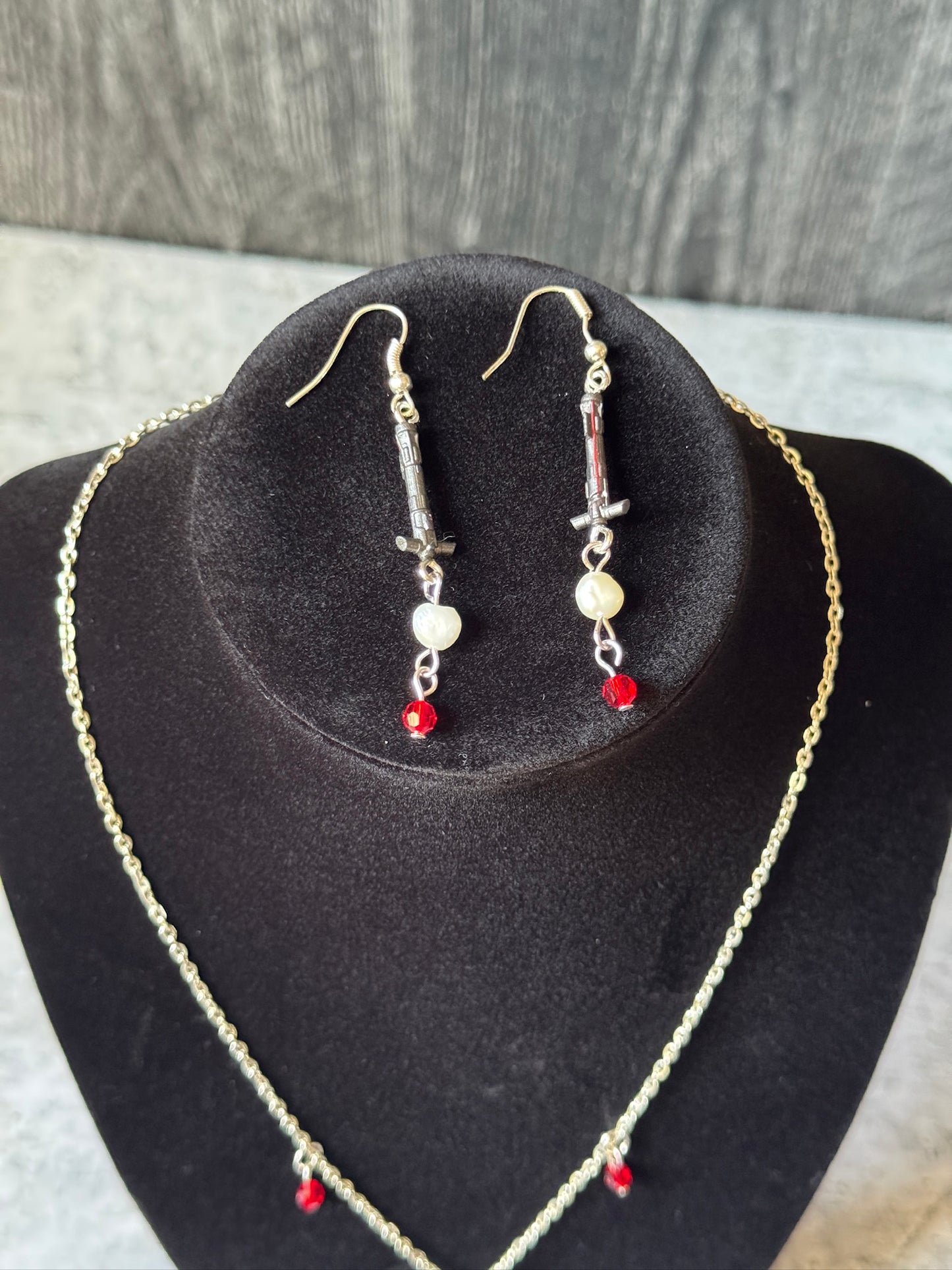 Kylo Ren Inspired Earrings & Necklace Set